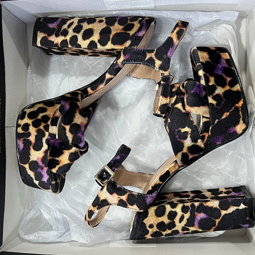 Betsey Johnson Melanni Platform Block Leopard Heel, Size 6.5